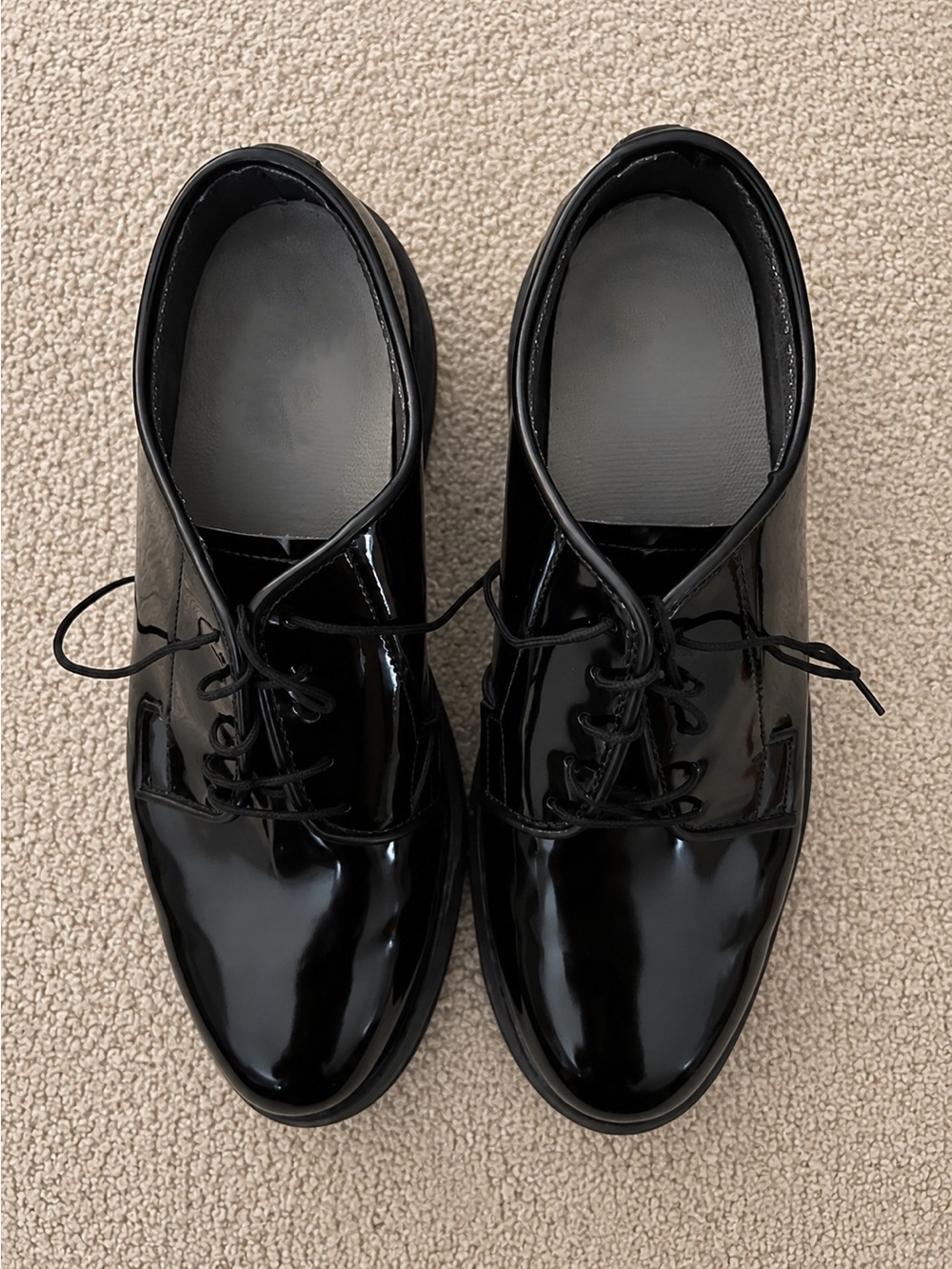 Corfam Military Dress Shoes High Gloss Black Uniform Oxfords - Picture 3 of 4
